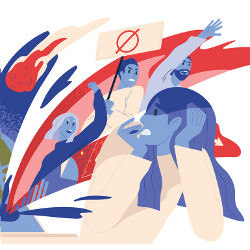 user and strident speakers, illustration