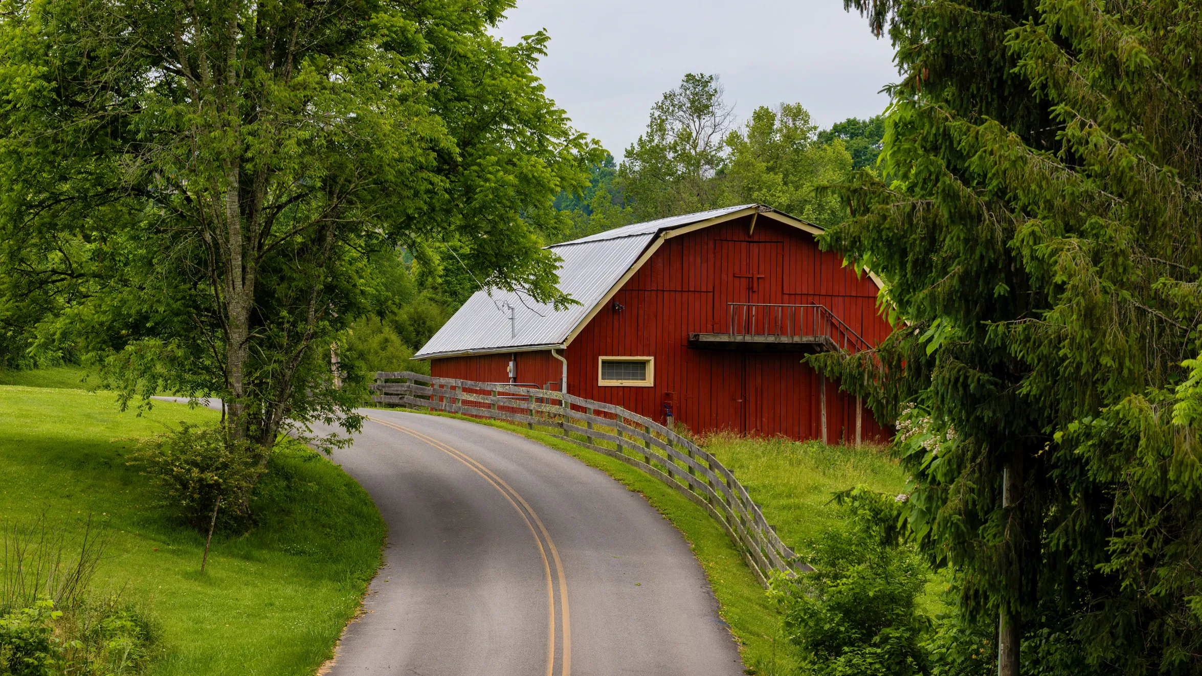 red barn on country road