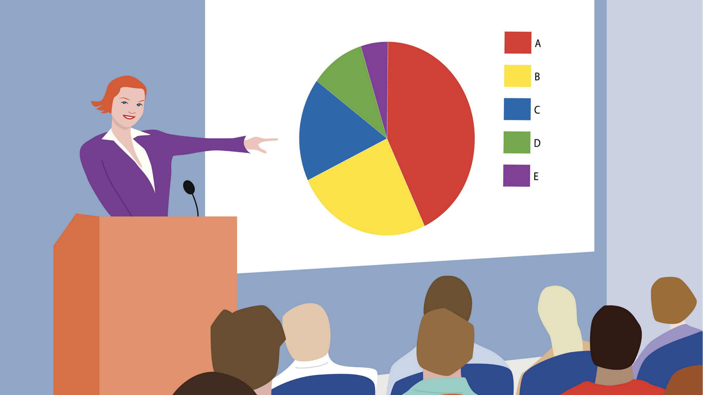 woman making a presentation, illustration
